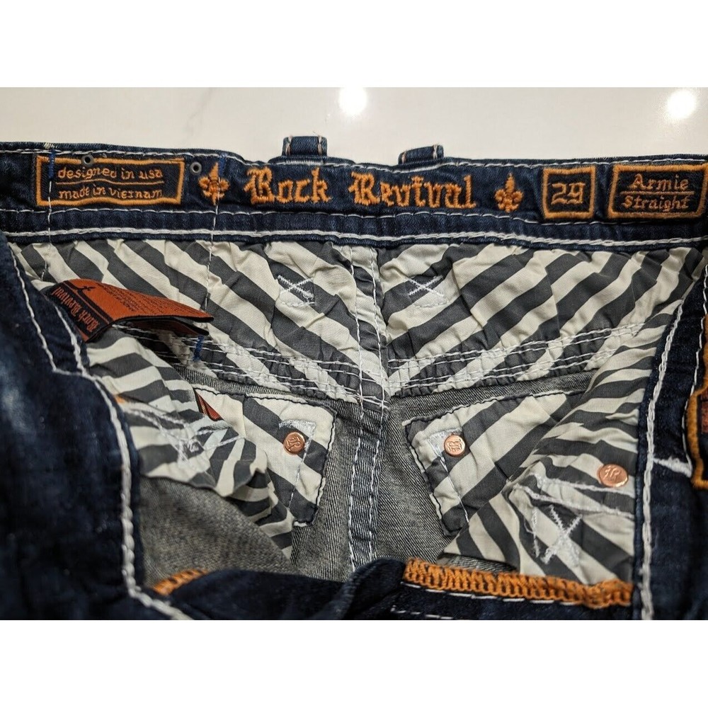 Rock Revival Armie Relaxed Straight Distressed Denim Jeans Men’s Size 29 x 32 - Picture 7 of 9